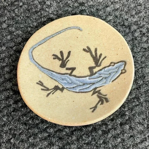 Miniature Lizard Pottery Plate Coaster Southwestern Reptile Handmade - Picture 1 of 3